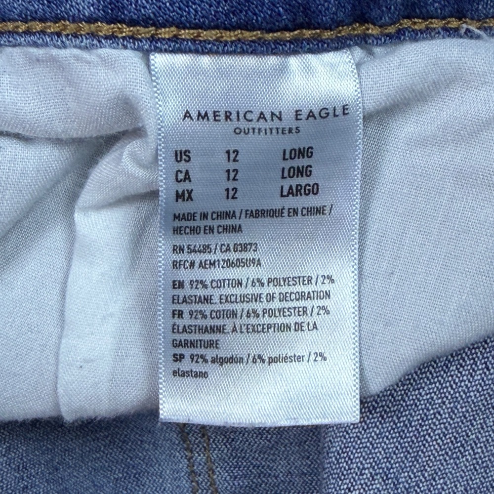 American Eagle Jegging Womens 12 Long Blue Super Stretch Distressed High Rise - Picture 8 of 10